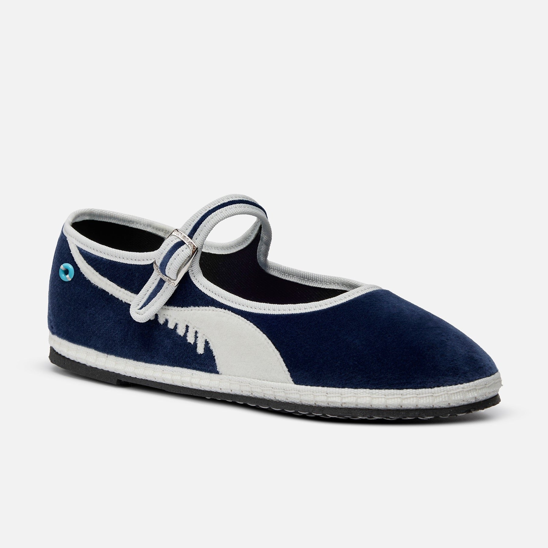 Friulane Mary Jane Dolfin Velluto Blu Mercantile, profilo laterale
