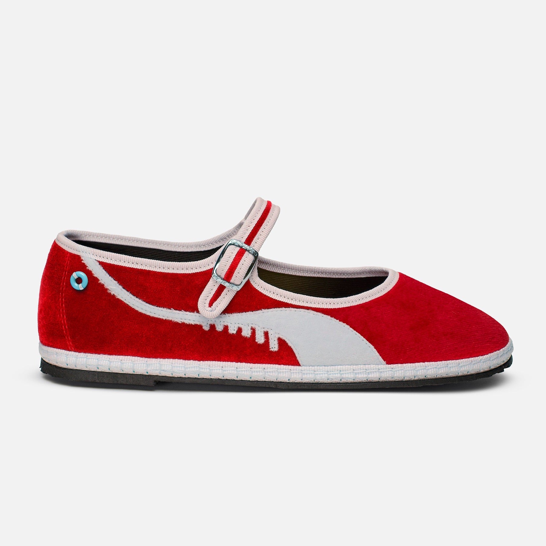 Friulane Mary Jane Dolfin Velluto Rosso, vista frontale
