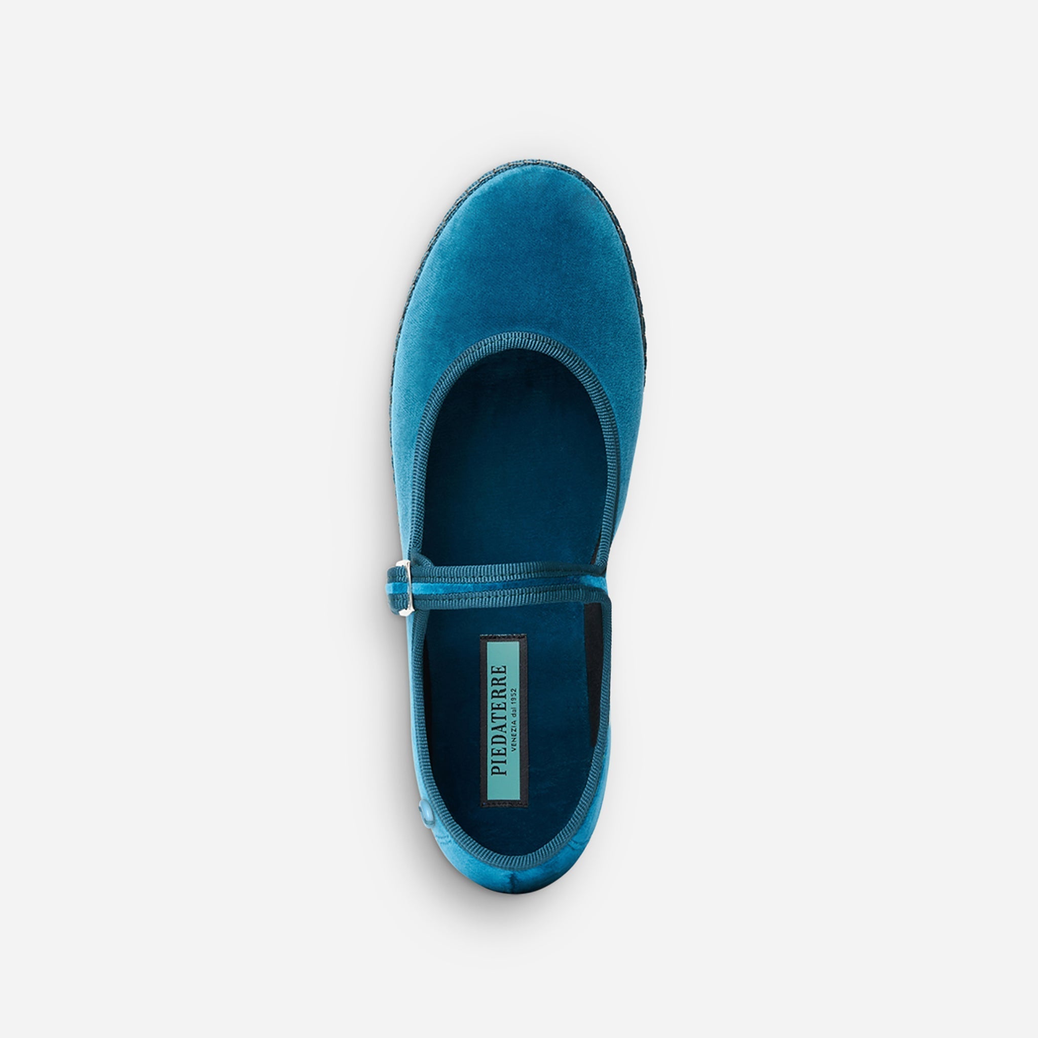 Friulane Mary Jane uomo in velluto di cotone Petrolio, vista dall'alto