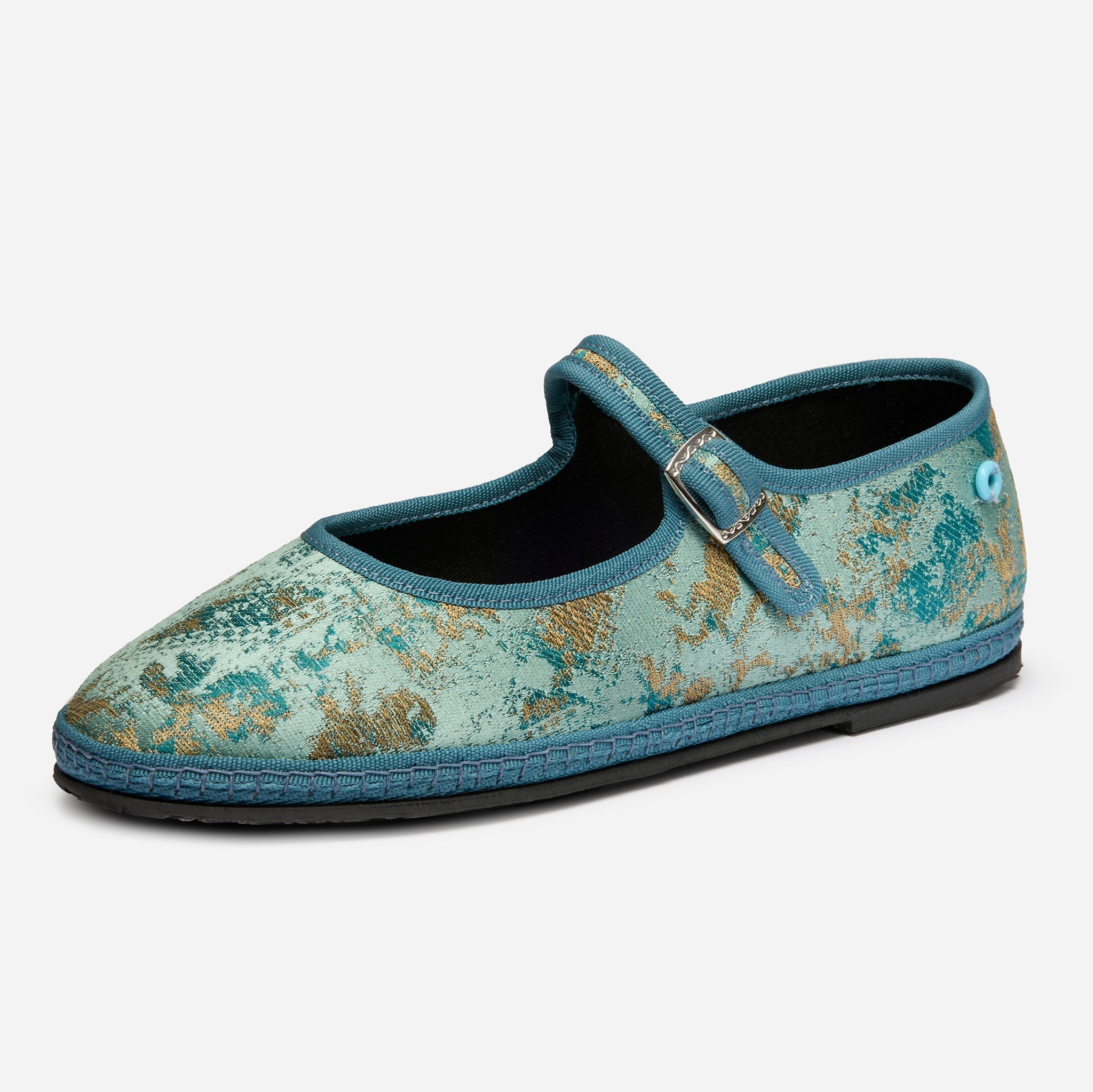 Friulane Mary Jane donna in seta Rubelli, profilo laterale