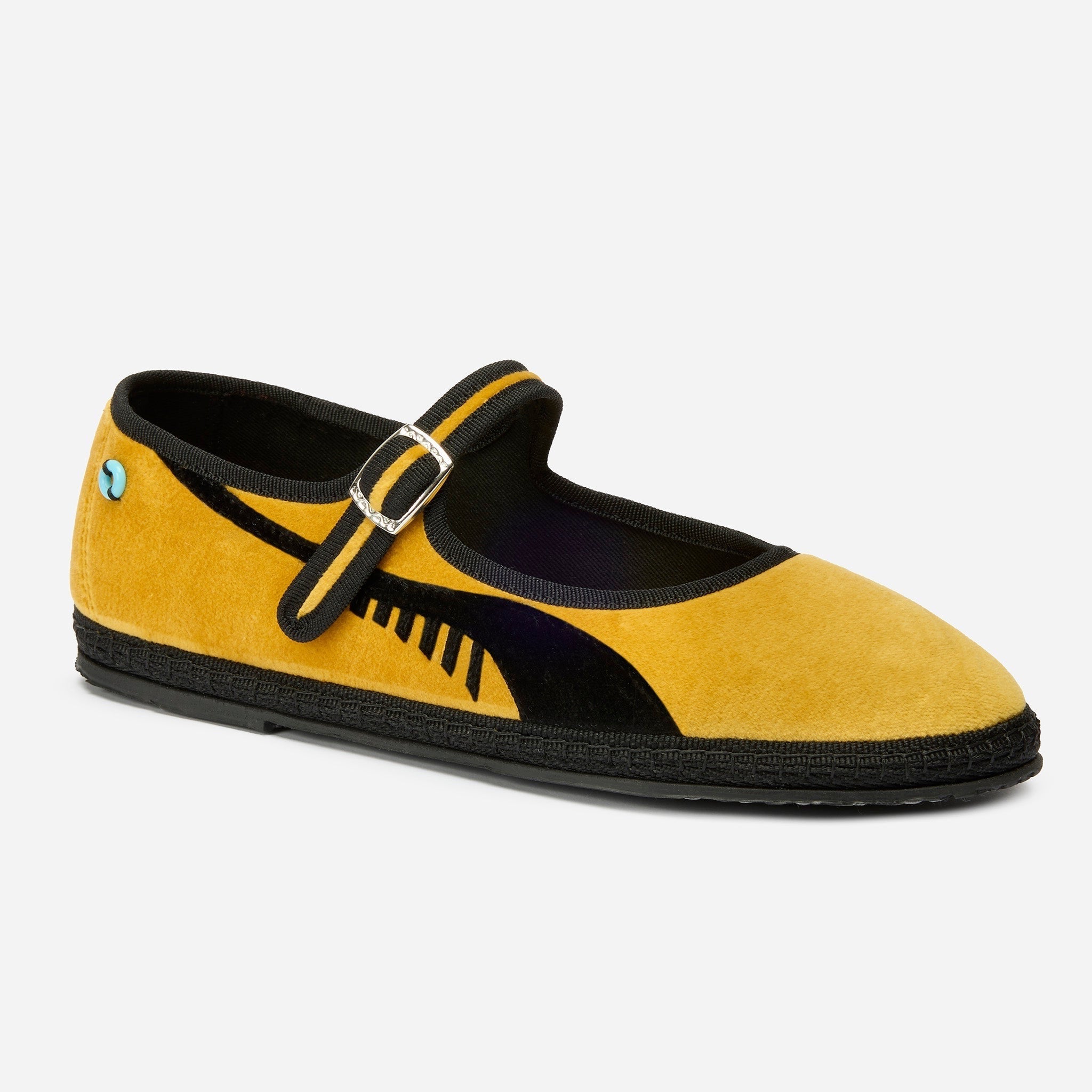 Friulane Mary Jane donna in velluto di cotone Black, profilo laterale