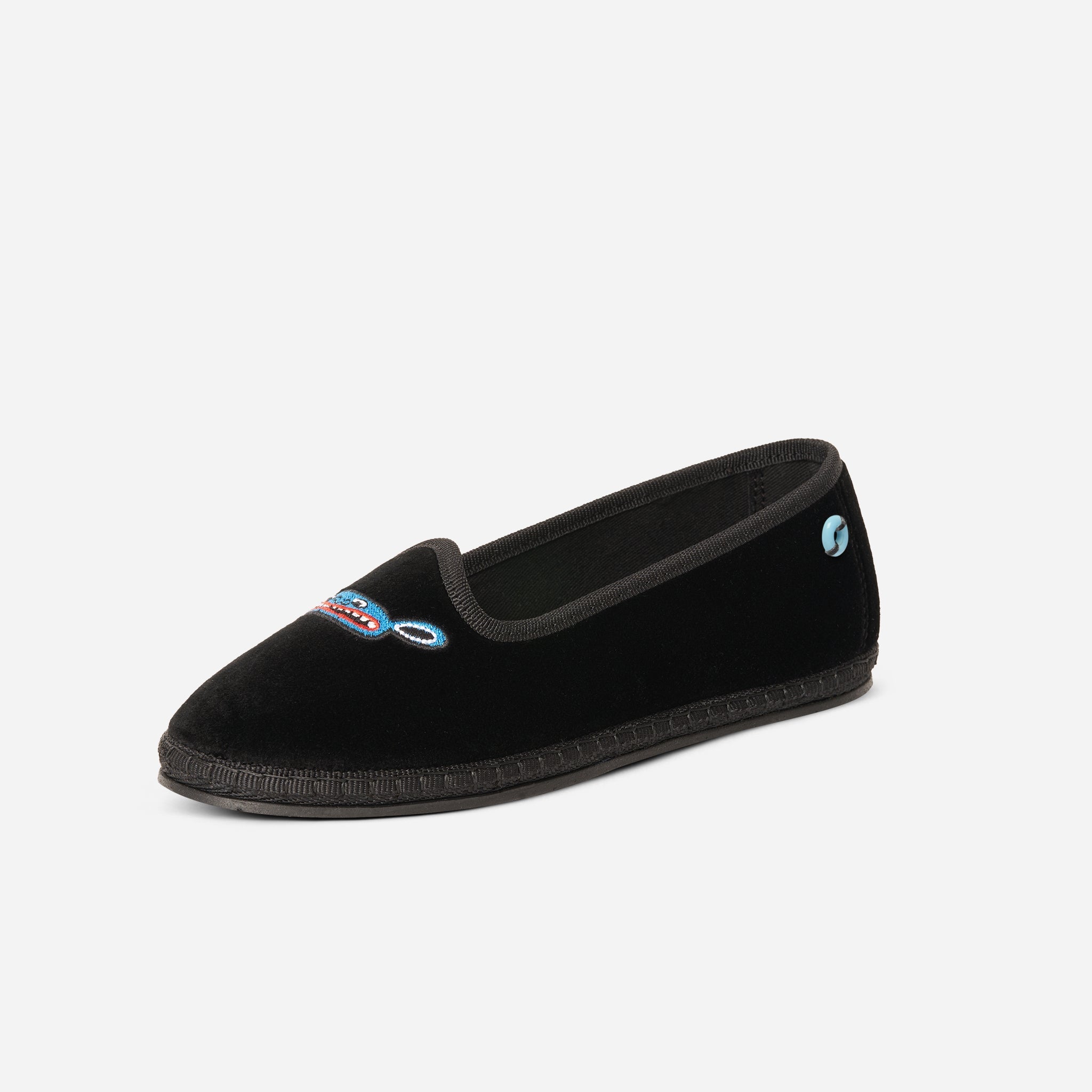 Friulane Modigliani bambino in velluto di cotone Black, profilo laterale