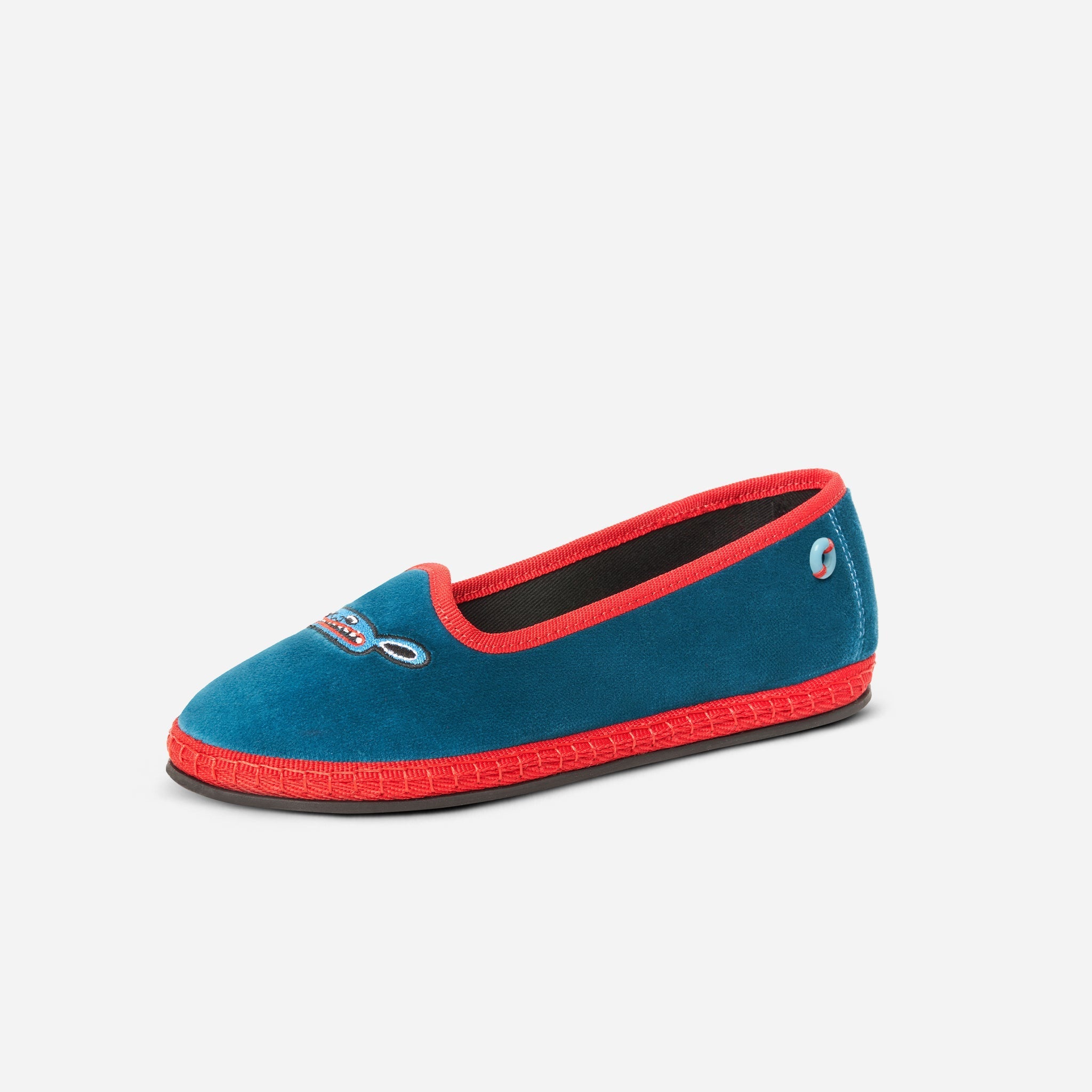 Friulane Modigliani bambino in velluto di cotone Petrolio, profilo laterale