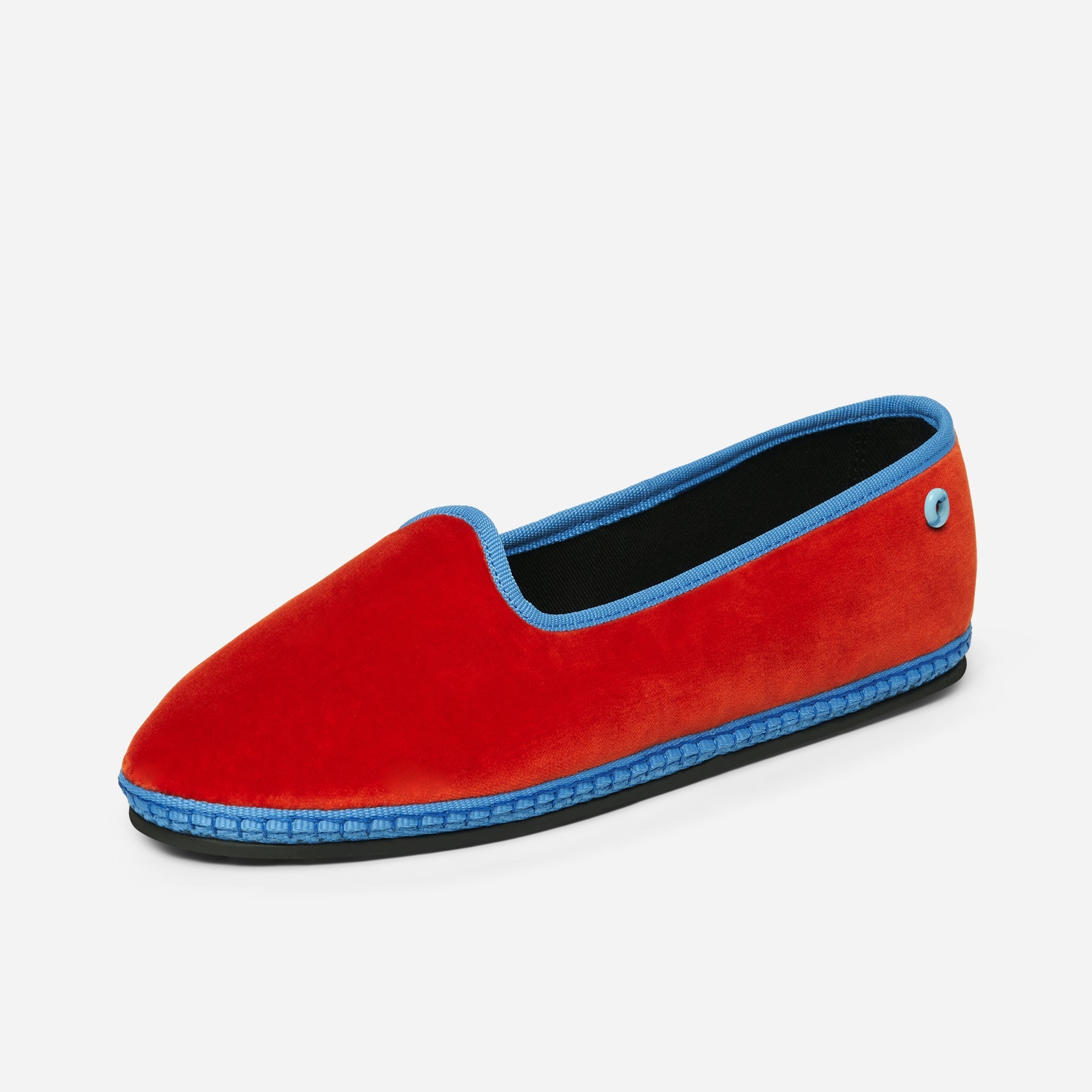 Friulane Modigliani Bicolore in velluto di cotone Arancio, profilo laterale