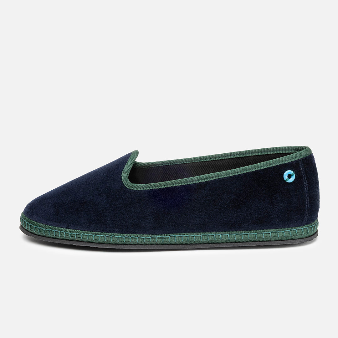 Friulane Modigliani Bicolore in velluto di cotone Blu, vista frontale