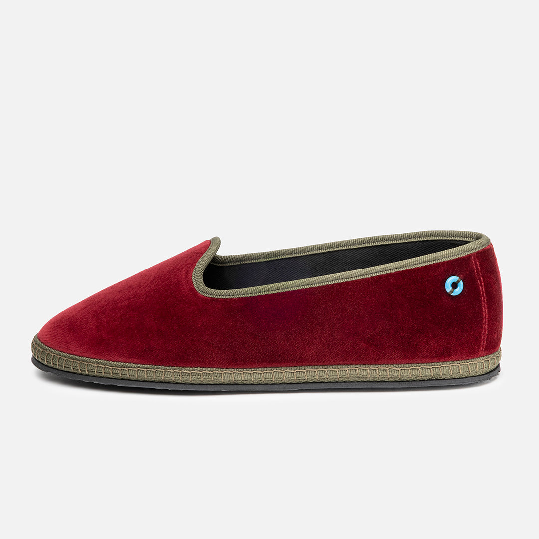 Friulane Modigliani Bicolore in velluto di cotone Bordeaux, vista frontale