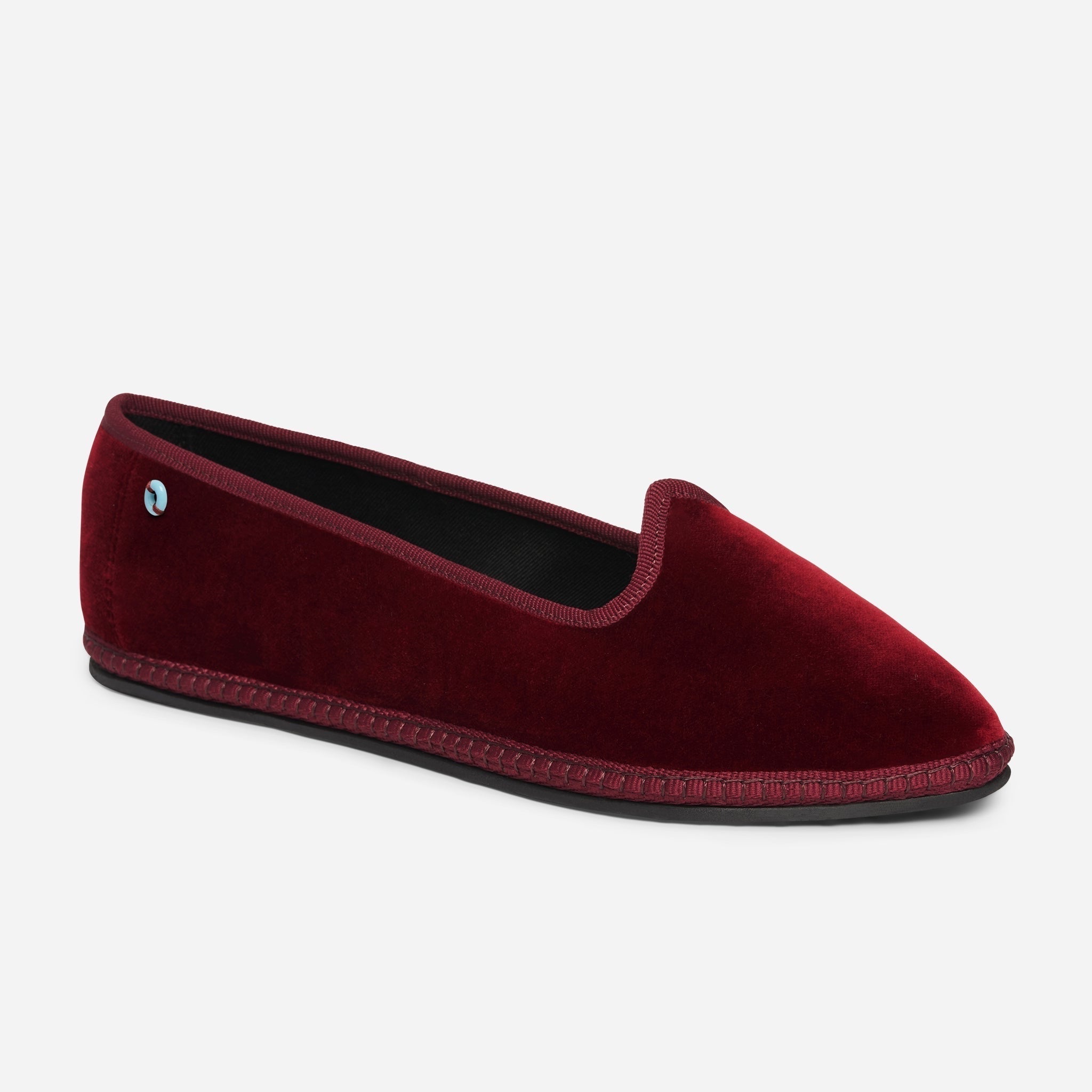 Friulane Brodsky donna in velluto di cotone Bordeaux, profilo laterale