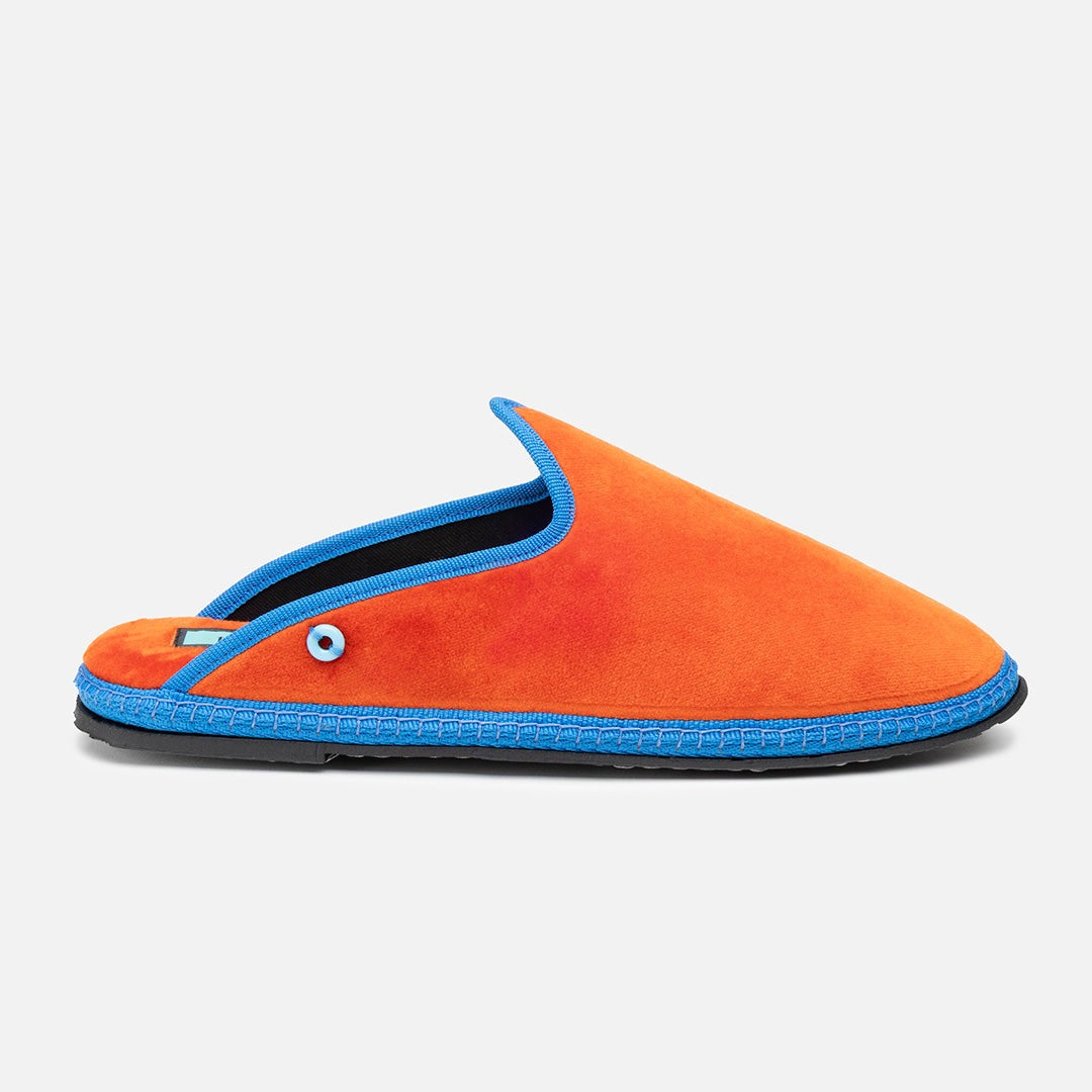 Friulane Dandy Bicolore uomo in velluto di cotone Arancio, profilo laterale