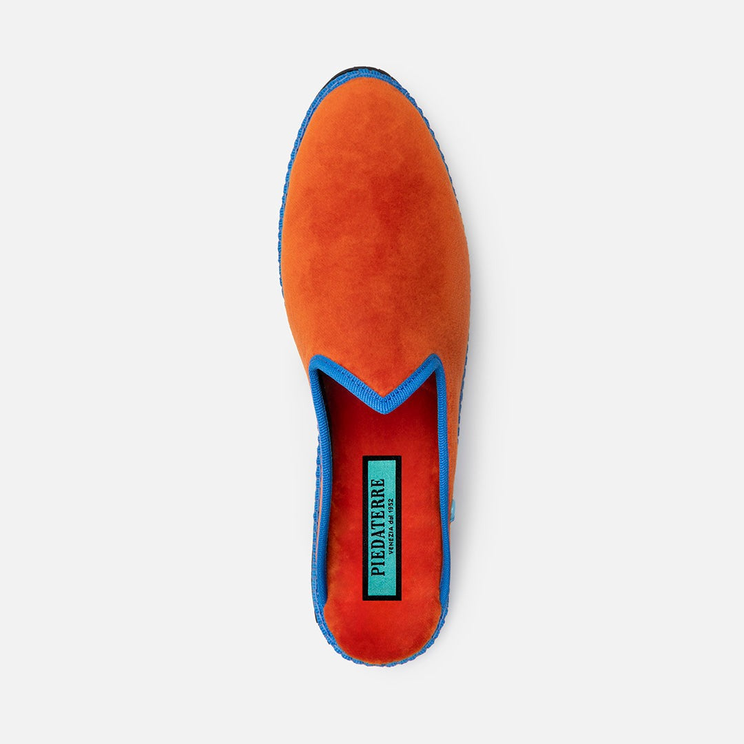 Friulane Dandy Bicolore uomo in velluto di cotone Arancio, vista dall'alto