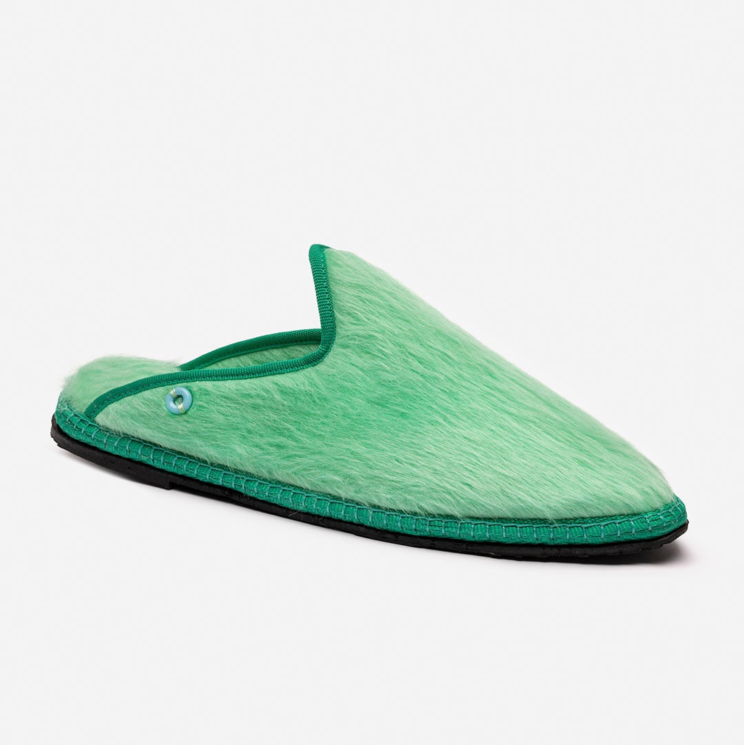 Friulane Dandy uomo in fibra di alpaca suri Verde, profilo laterale