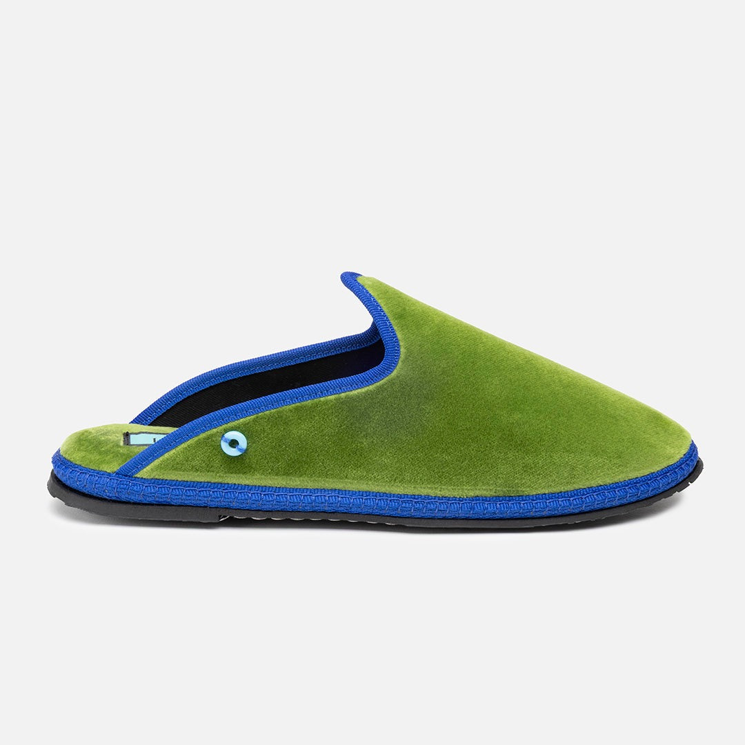 Friulane Dandy Bicolore uomo in velluto di cotone Blu, vista frontale