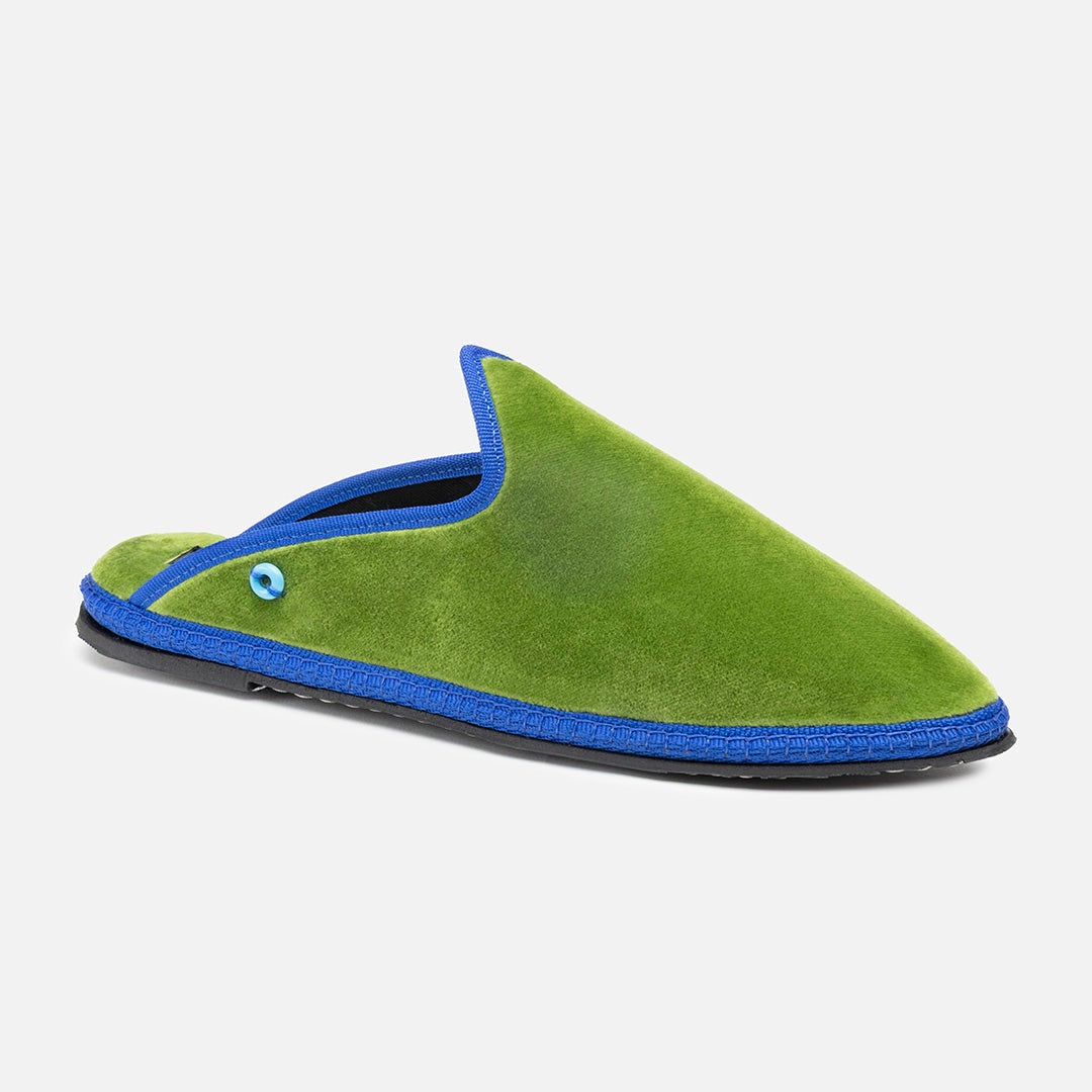 Friulane Dandy Bicolore uomo in velluto di cotone Blu, profilo laterale