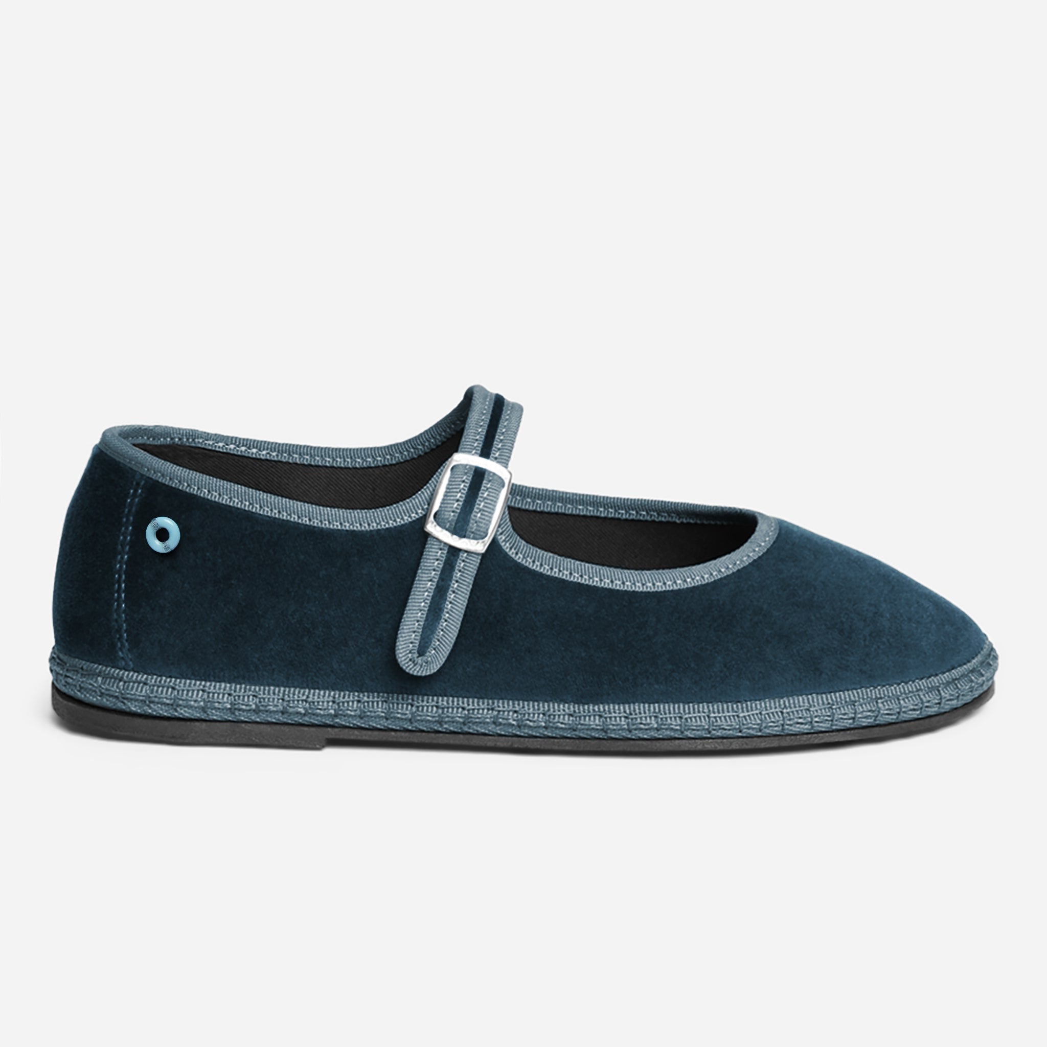 Friulane Mary Jane uomo in velluto di cotone Azzurro, vista frontale