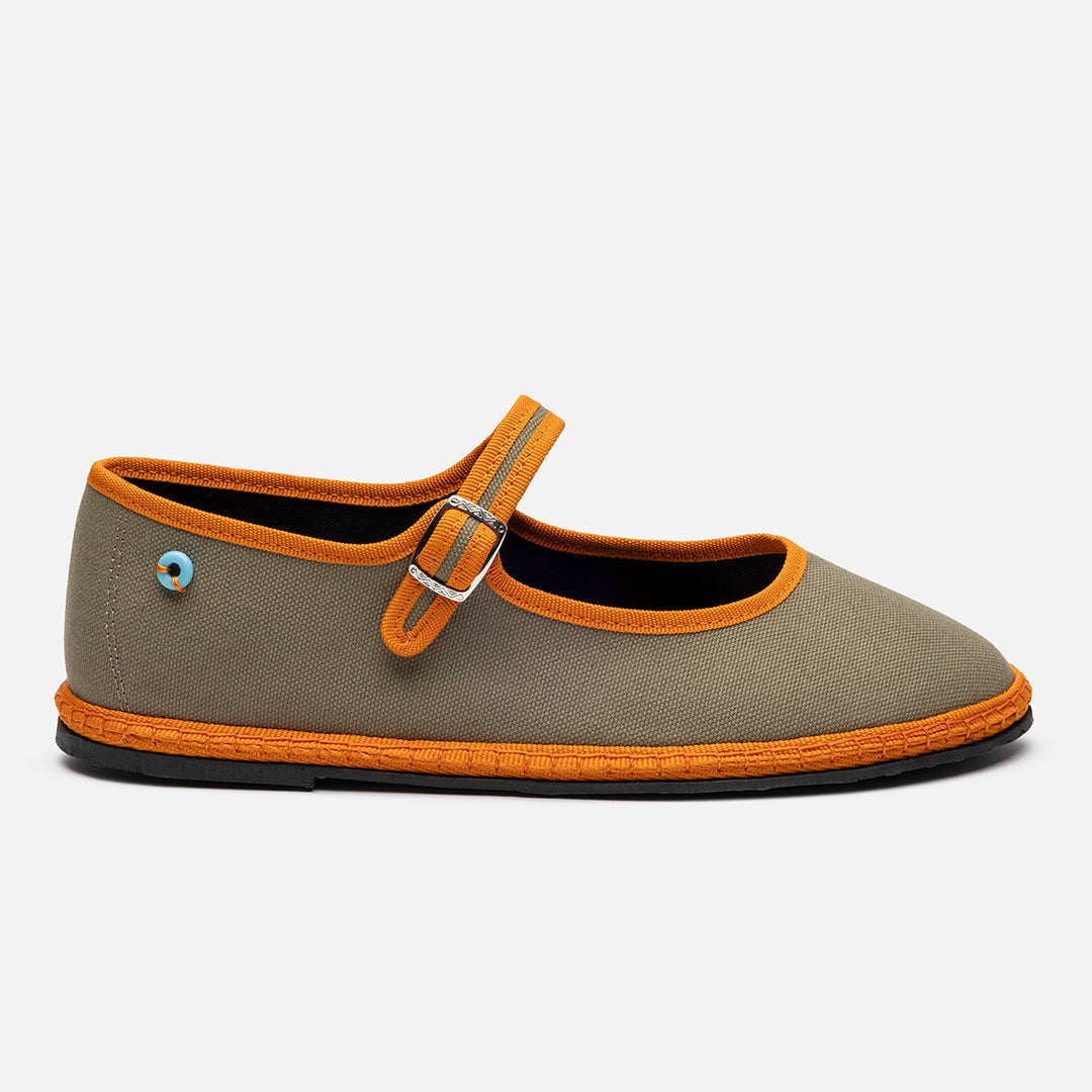 Friulane Mary Jane Bicolore donna in canvas di cotone, vista frontale