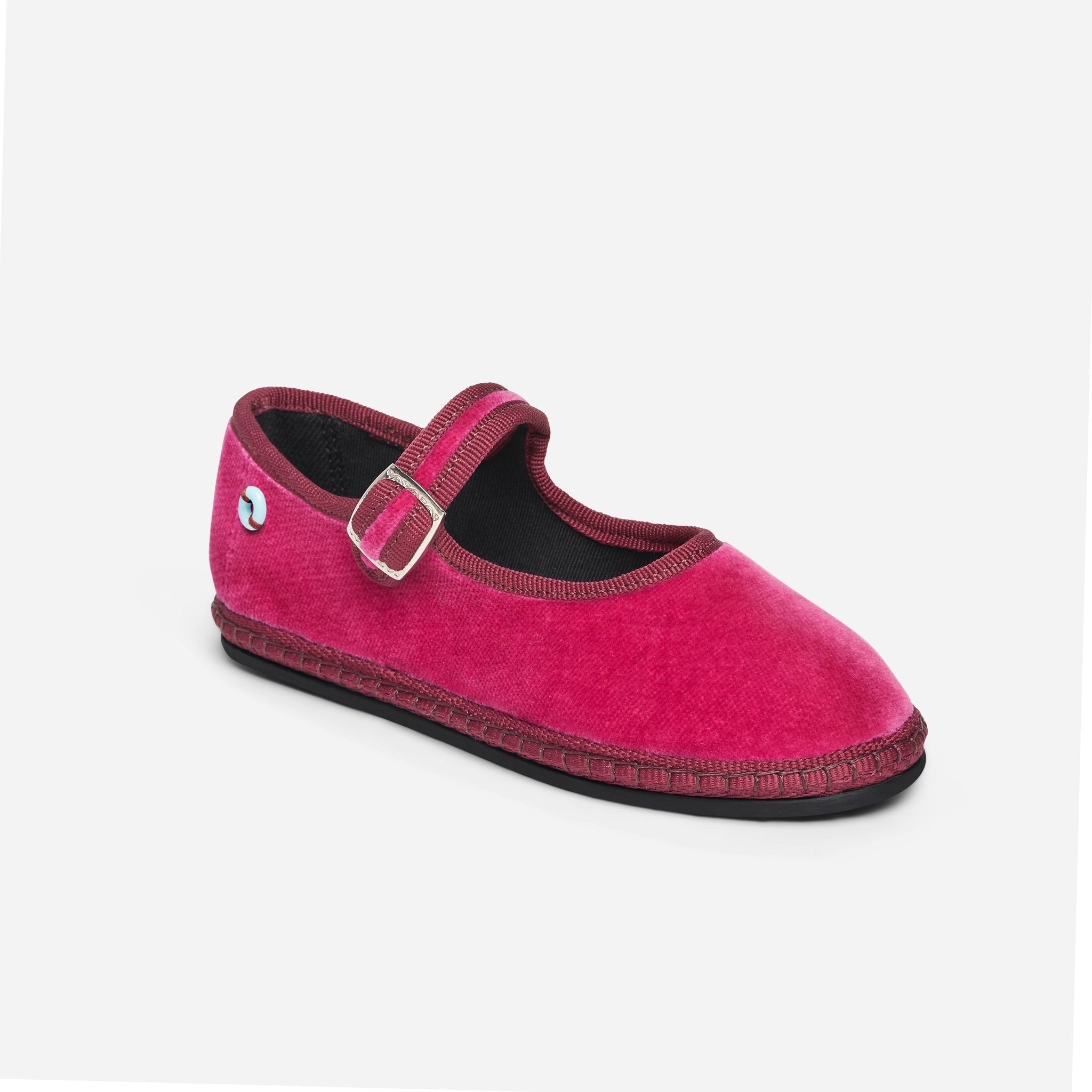 Friulane Mary Jane bambino in velluto di cotone Rosa, profilo laterale