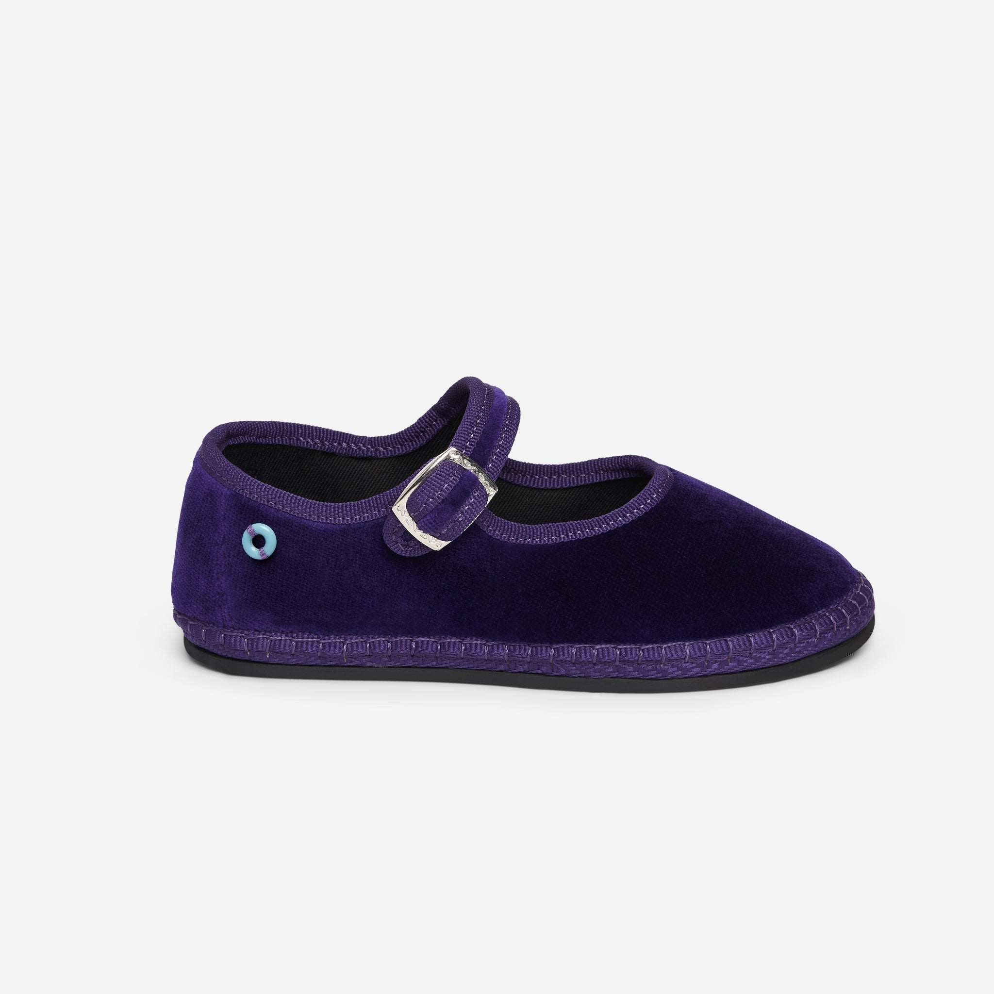 Friulane Mary Jane bambino in velluto di cotone, vista frontale