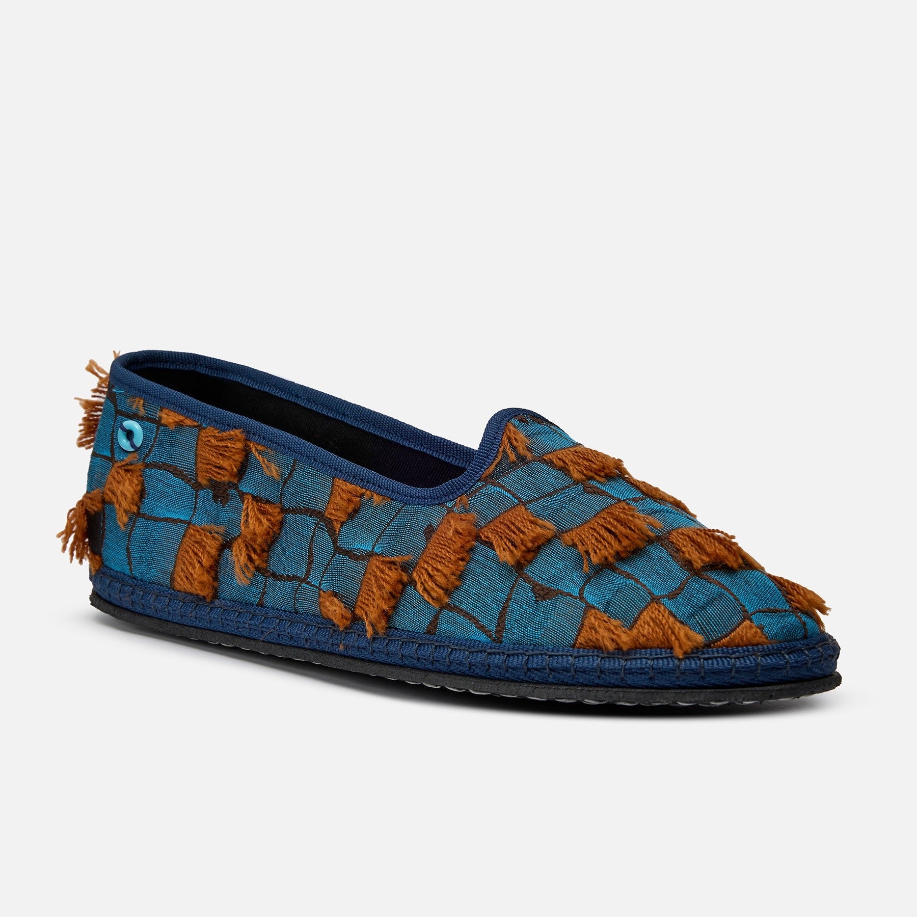 Friulane Modigliani Carnevale Blu Marrone, profilo laterale