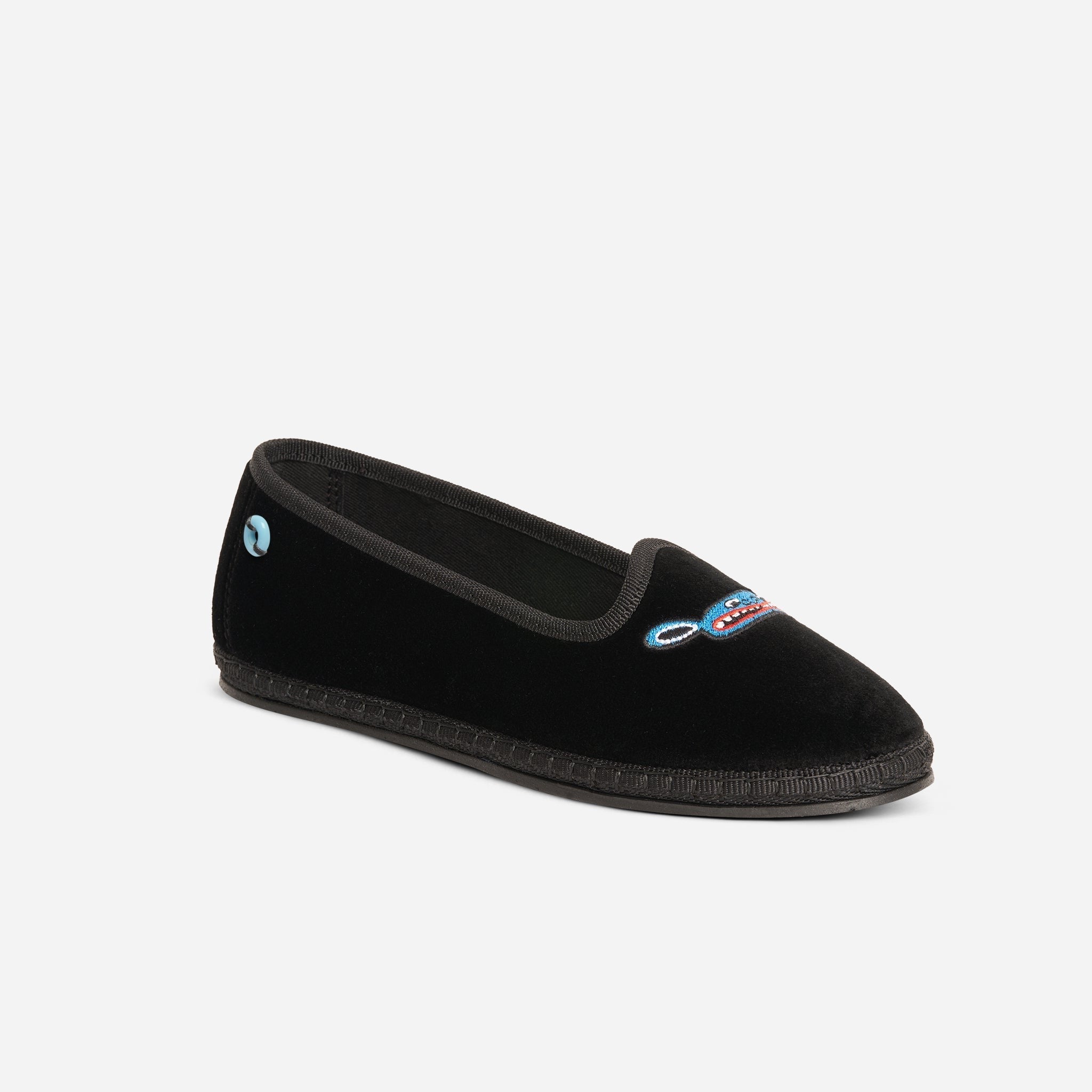 Friulane Modigliani bambino in velluto di cotone Black, profilo laterale