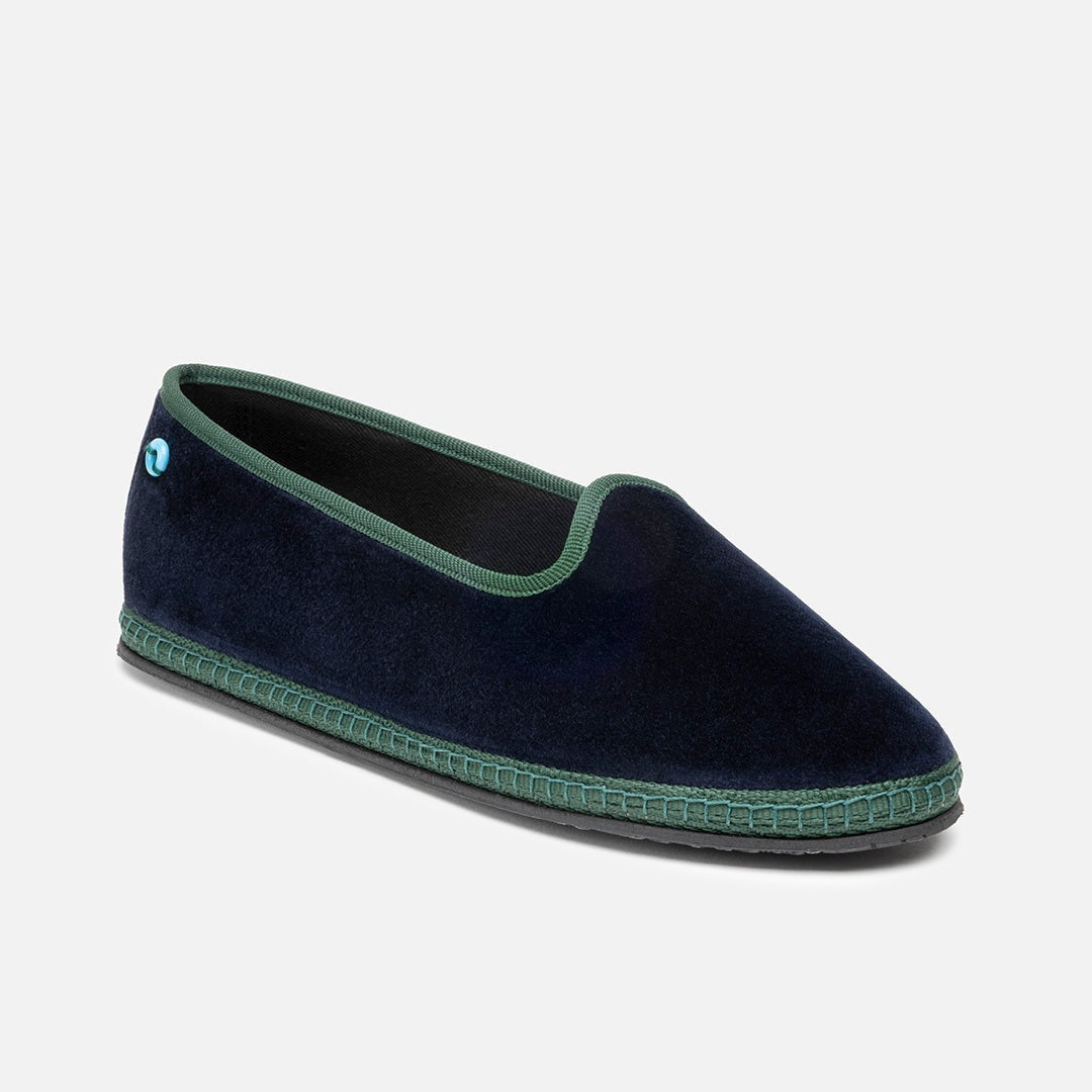 Friulane Modigliani Bicolore in velluto di cotone Blu, profilo laterale