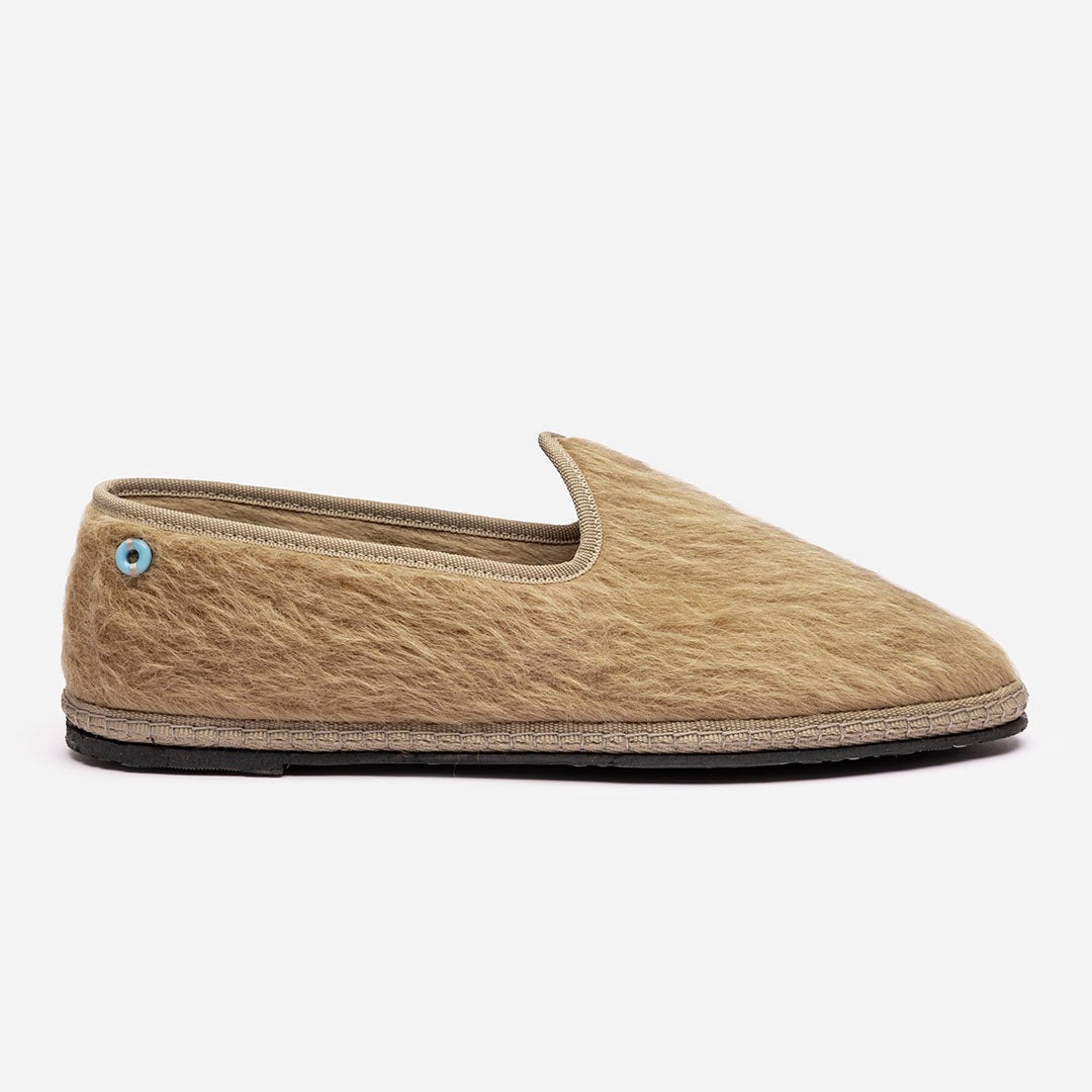Friulane Wilde uomo in fibra di alpaca suri Camel, vista frontale